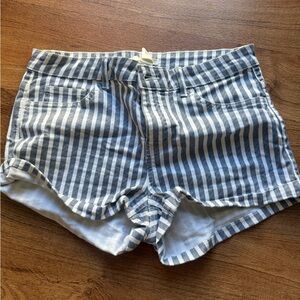H&M Blue and White Striped Jean Shorts